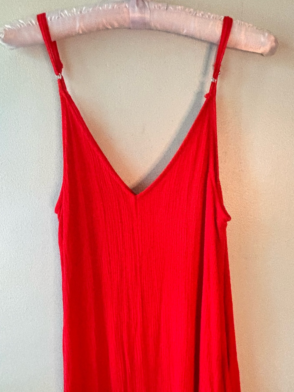 Red Gauze Maxi Dress Beachy Boho Slouchy with Pockets" SZ M/L - Picture 6 of 6